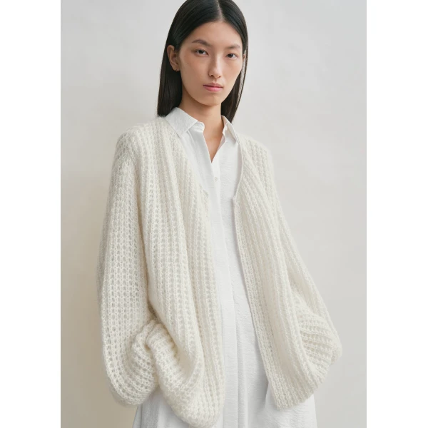 Totême Puffed cardigan off-white in Off white - Knitwear - Scandinavian Minimalist Luxury at Luxury Shoes 