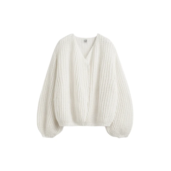 Totême Puffed cardigan off-white in Off white - Knitwear - Scandinavian Minimalist Luxury at Luxury Shoes 
