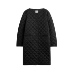 Toteme-Quilted-collarless-coat-in-Black52521_nobg Totême Quilted collarless coat in Black - Coats - Scandinavian Minimalist Luxury at Luxury Shoes