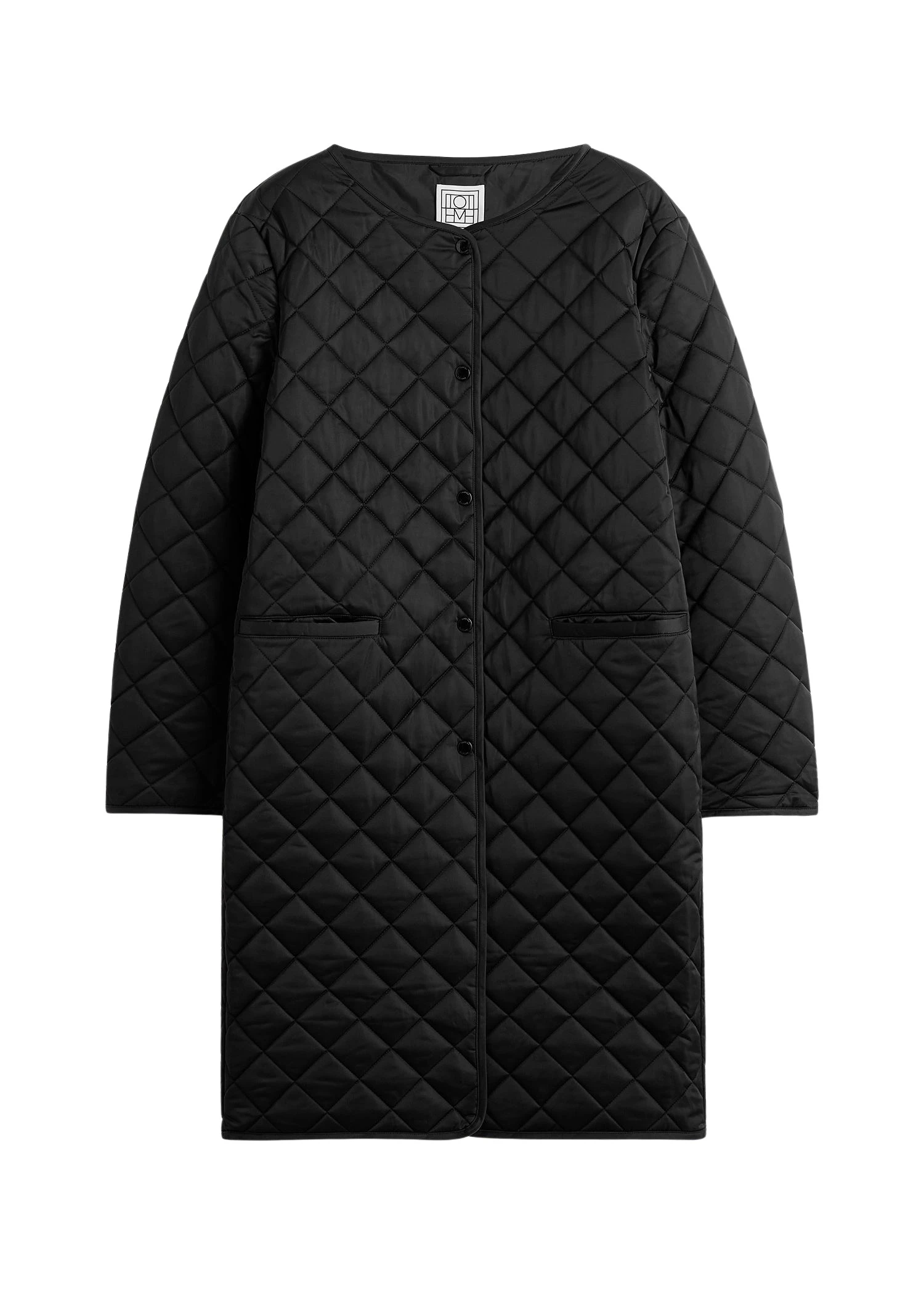 Toteme-Quilted-collarless-coat-in-Black52521_nobg Totême Quilted collarless coat in Black - Coats - Scandinavian Minimalist Luxury at Luxury Shoes