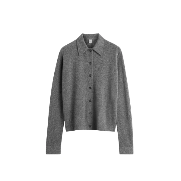 Totême Raglan-sleeve cashmere cardigan dark grey in Dark grey melange - Knitwear - Scandinavian Minimalist Luxury at Luxury Shoes 