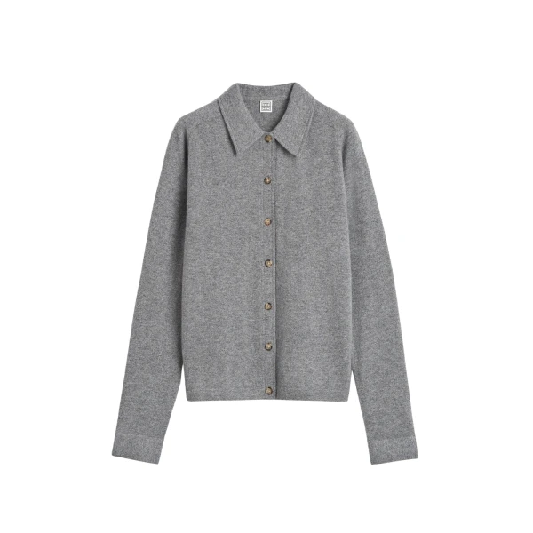 Totême Raglan-sleeve cashmere cardigan grey melange in Dark grey melange - Knitwear - Scandinavian Minimalist Luxury at Luxury Shoes 