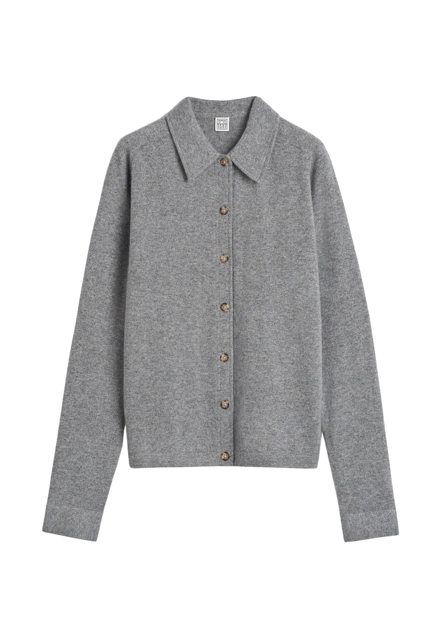 Toteme-Raglan-sleeve-cashmere-cardigan-grey-melange-in-Dark-grey-melange64644_nobg Totême Raglan-sleeve cashmere cardigan grey melange in Dark grey melange - Knitwear - Scandinavian Minimalist Luxury at Luxury Shoes