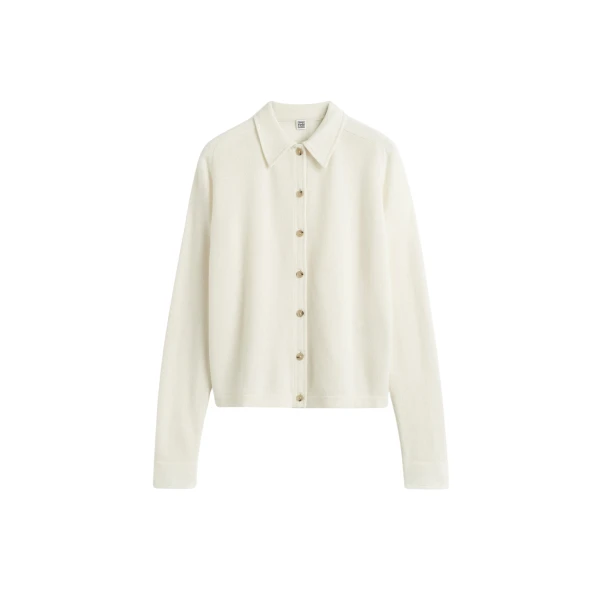 Totême Raglan-sleeve cashmere cardigan in White - Knitwear - Scandinavian Minimalist Luxury at Luxury Shoes 