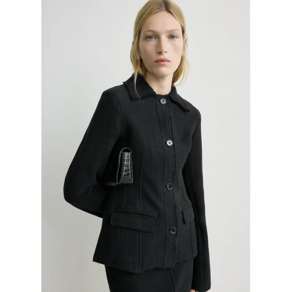 Totême Raw hem cotton jacket in Black - Jackets - Scandinavian Minimalist Luxury at Luxury Shoes 