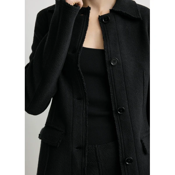 Totême Raw hem cotton jacket in Black - Jackets - Scandinavian Minimalist Luxury at Luxury Shoes 
