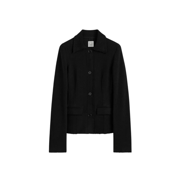 Totême Raw hem cotton jacket in Black - Jackets - Scandinavian Minimalist Luxury at Luxury Shoes 