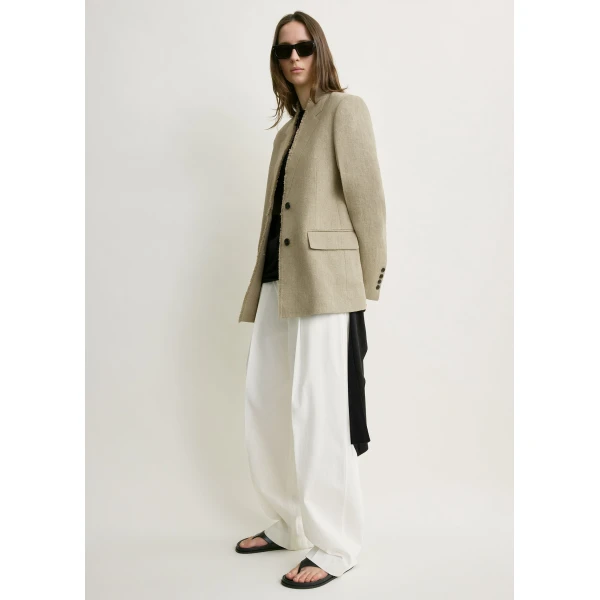 Totême Raw lapel jacket in Beige - Jackets - Scandinavian Minimalist Luxury at Luxury Shoes 
