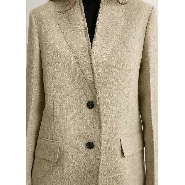 Totême Raw lapel jacket in Beige - Jackets - Scandinavian Minimalist Luxury at Luxury Shoes 