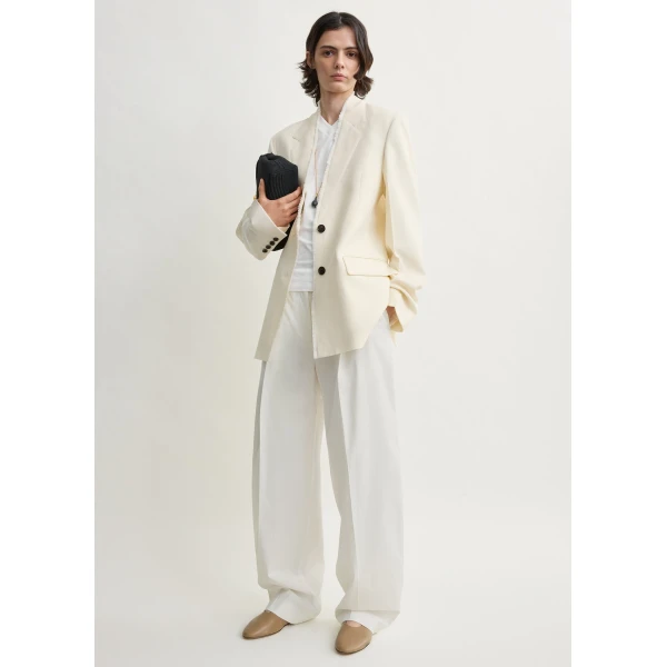 Totême Raw lapel jacket in Ecru - Jackets - Scandinavian Minimalist Luxury at Luxury Shoes 