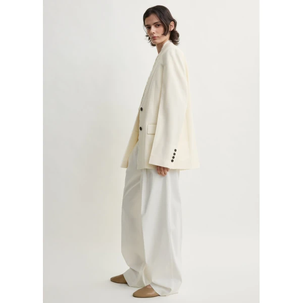 Totême Raw lapel jacket in Ecru - Jackets - Scandinavian Minimalist Luxury at Luxury Shoes 
