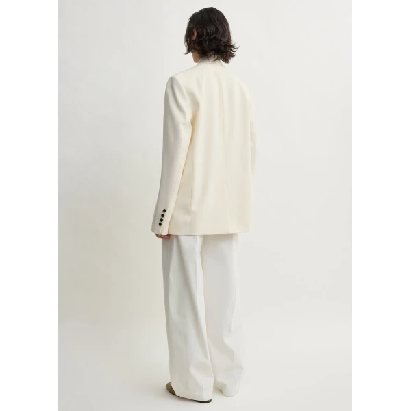 Totême Raw lapel jacket in Ecru - Jackets - Scandinavian Minimalist Luxury at Luxury Shoes 