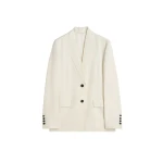 Totême Raw lapel jacket in Ecru - Jackets - Scandinavian Minimalist Luxury at Luxury Shoes 
