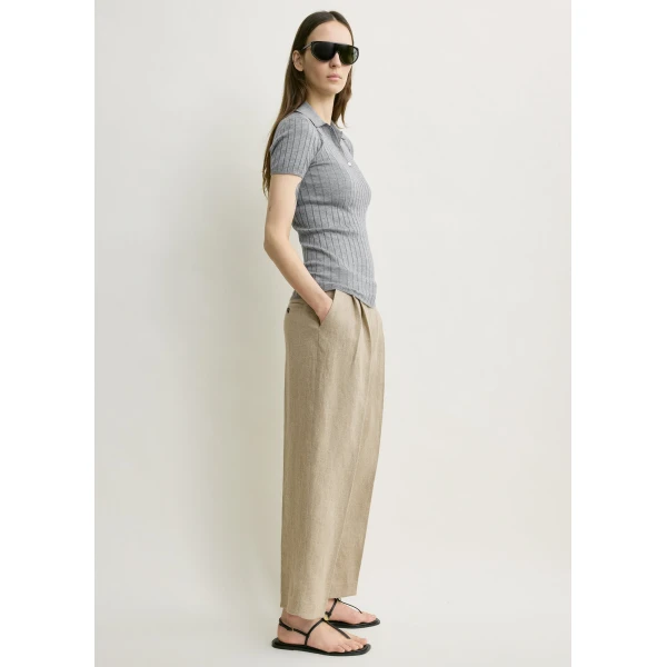 Totême Ribbed cashmere silk polo in Grey melange - Knitwear - Scandinavian Minimalist Luxury at Luxury Shoes 