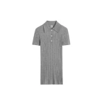 Totême Ribbed cashmere silk polo in Grey melange - Knitwear - Scandinavian Minimalist Luxury at Luxury Shoes 