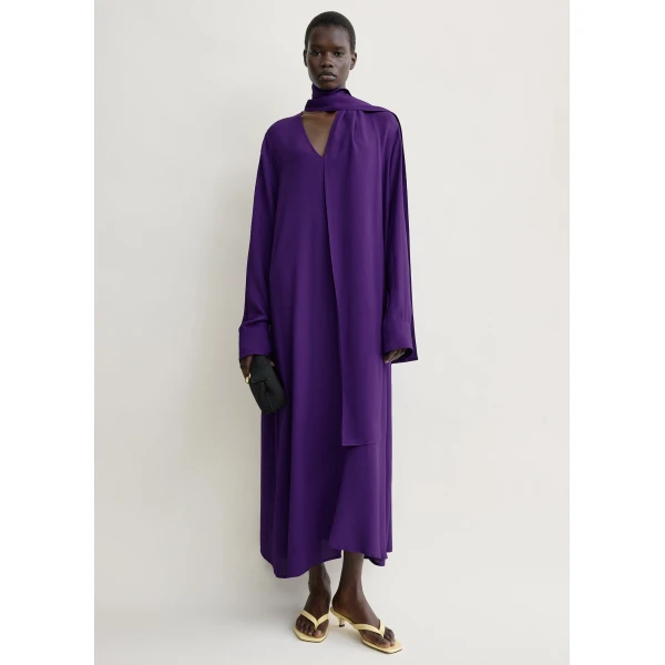 Totême Rounded neckline dress in Amethyst - Dresses - Scandinavian Minimalist Luxury at Luxury Shoes 