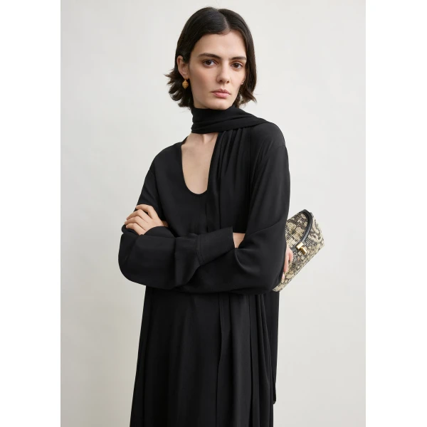 Totême Rounded neckline dress in Black - Dresses - Scandinavian Minimalist Luxury at Luxury Shoes 