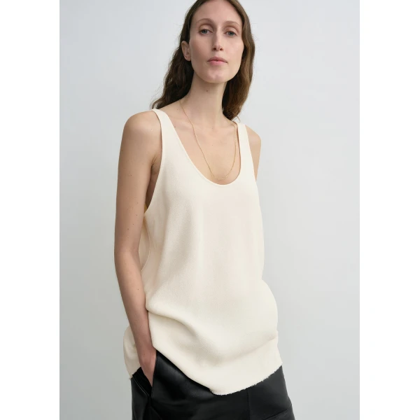 Totême Sablé tank in Macadamia - Tops - Scandinavian Minimalist Luxury at Luxury Shoes 