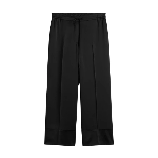 Totême Satin drawstring trousers in Black - Pants - Scandinavian Minimalist Luxury at Luxury Shoes 