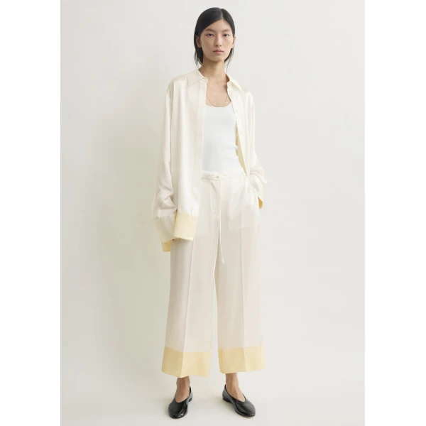 Totême Satin drawstring trousers in White - Pants - Scandinavian Minimalist Luxury at Luxury Shoes 