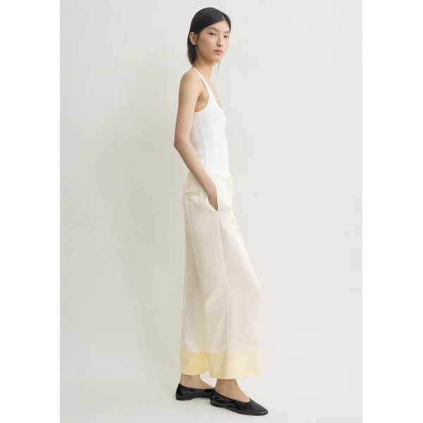 Totême Satin drawstring trousers in White - Pants - Scandinavian Minimalist Luxury at Luxury Shoes 