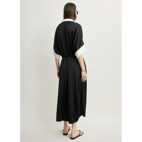 Totême Satin shirtdress in Black - Dresses - Scandinavian Minimalist Luxury at Luxury Shoes 