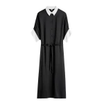 Totême Satin shirtdress in Black - Dresses - Scandinavian Minimalist Luxury at Luxury Shoes 
