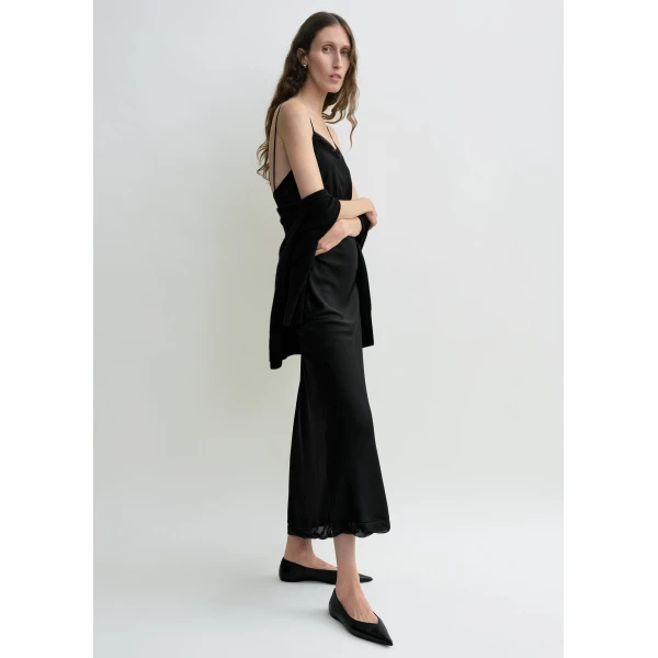 Totême Satin slip dress in Black - Dresses - Scandinavian Minimalist Luxury at Luxury Shoes 