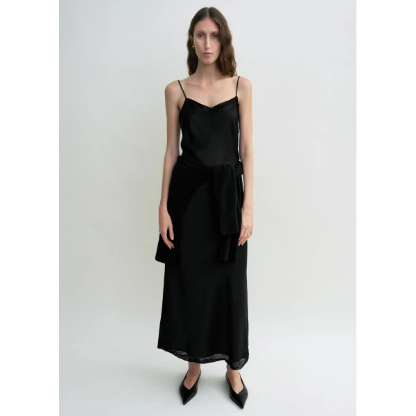 Totême Satin slip dress in Black - Dresses - Scandinavian Minimalist Luxury at Luxury Shoes 