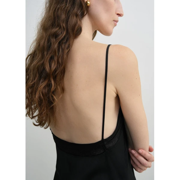Totême Satin slip dress in Black - Dresses - Scandinavian Minimalist Luxury at Luxury Shoes 