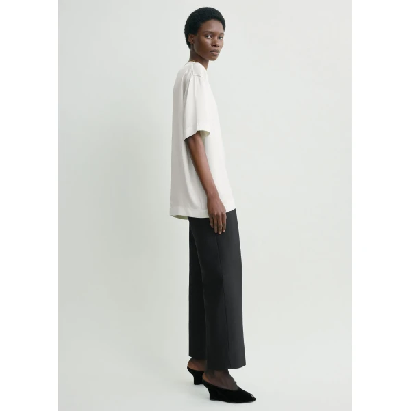 Totême Satin tee in White - Tops - Scandinavian Minimalist Luxury at Luxury Shoes 