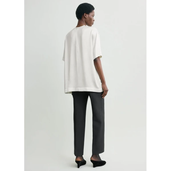 Totême Satin tee in White - Tops - Scandinavian Minimalist Luxury at Luxury Shoes 