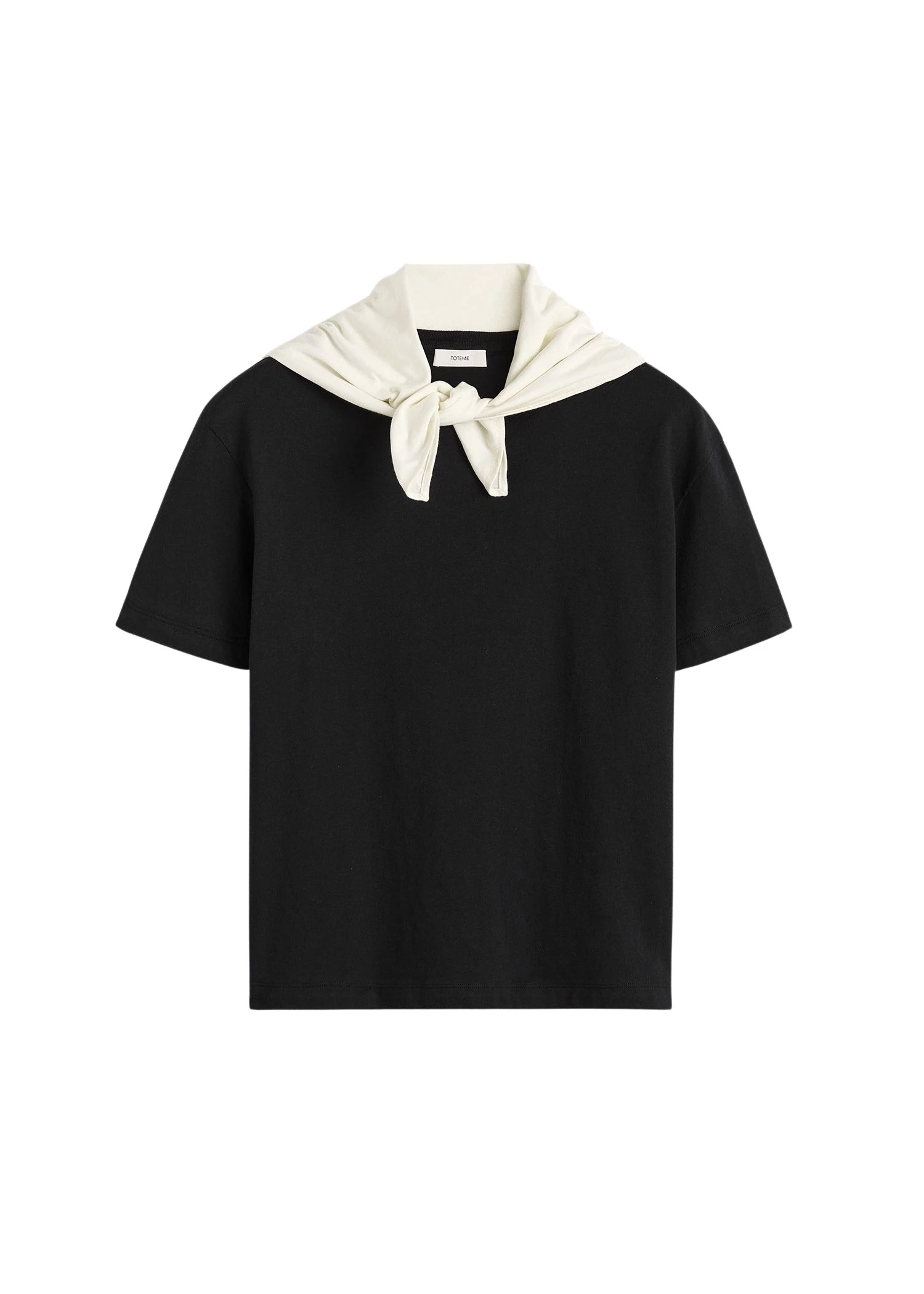 Toteme-Scarf-tee-in-Black-Ecru92459_nobg Totême Scarf tee in Black / Ecru - Tops - Scandinavian Minimalist Luxury at Luxury Shoes