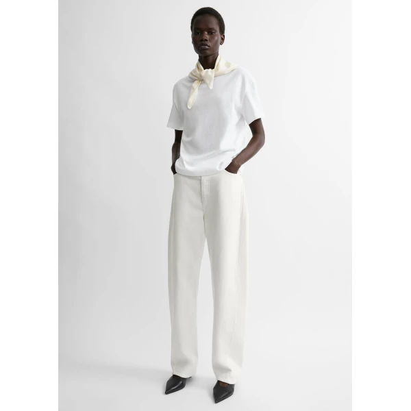 Totême Scarf tee in White / Ecru - Tops - Scandinavian Minimalist Luxury at Luxury Shoes 