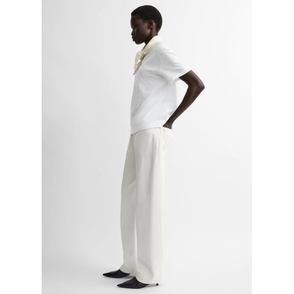 Totême Scarf tee in White / Ecru - Tops - Scandinavian Minimalist Luxury at Luxury Shoes 