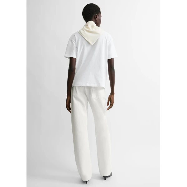 Totême Scarf tee in White / Ecru - Tops - Scandinavian Minimalist Luxury at Luxury Shoes 
