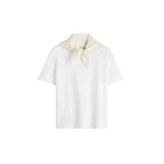 Totême Scarf tee in White / Ecru - Tops - Scandinavian Minimalist Luxury at Luxury Shoes 