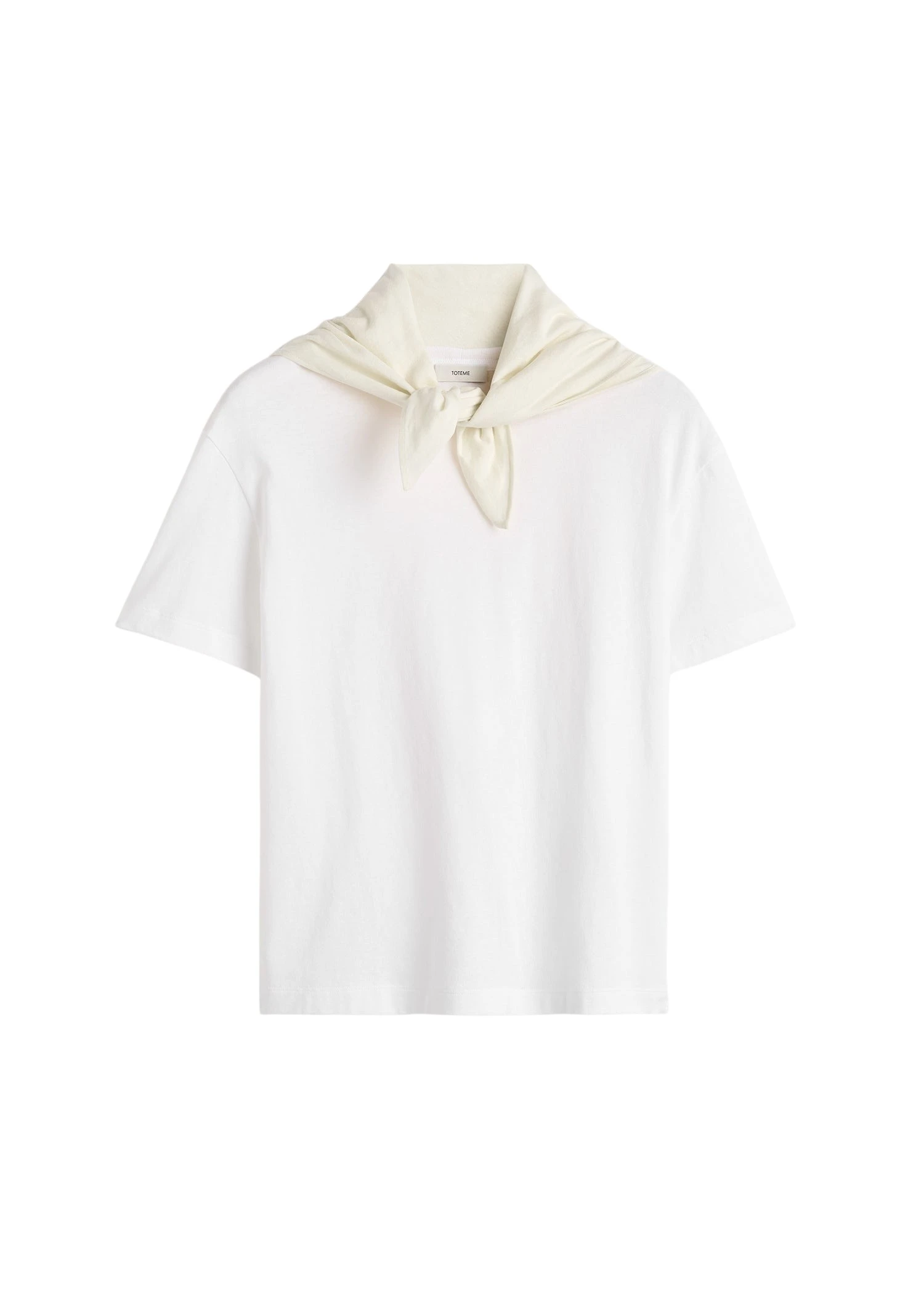 Toteme-Scarf-tee-in-White-Ecru13277_nobg Totême Scarf tee in White / Ecru - Tops - Scandinavian Minimalist Luxury at Luxury Shoes
