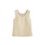Totême Scoop-neck leather top in Sand - Tops - Scandinavian Minimalist Luxury at Luxury Shoes 