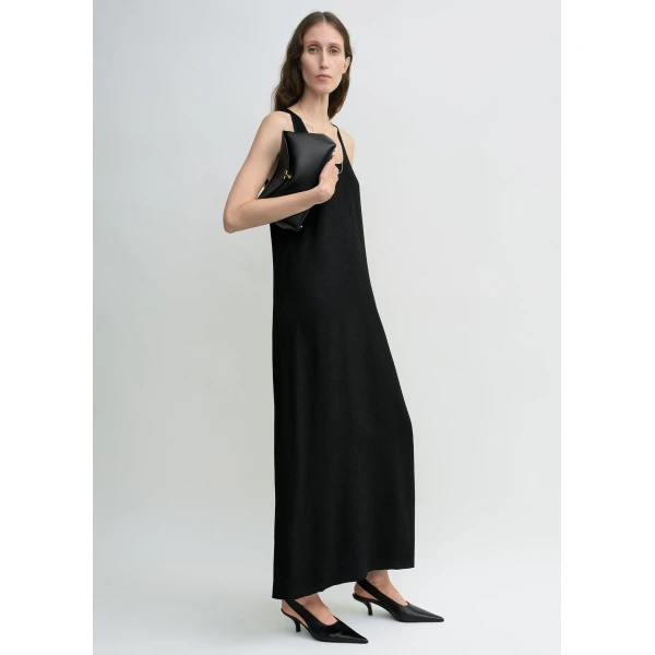 Totême Scoop-neck sablé dress in Black - Dresses - Scandinavian Minimalist Luxury at Luxury Shoes 
