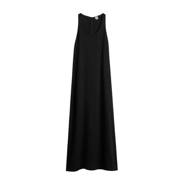 Totême Scoop-neck sablé dress in Black - Dresses - Scandinavian Minimalist Luxury at Luxury Shoes 