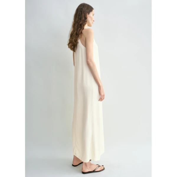 Totême Scoop-neck sablé dress in Macadamia - Dresses - Scandinavian Minimalist Luxury at Luxury Shoes 
