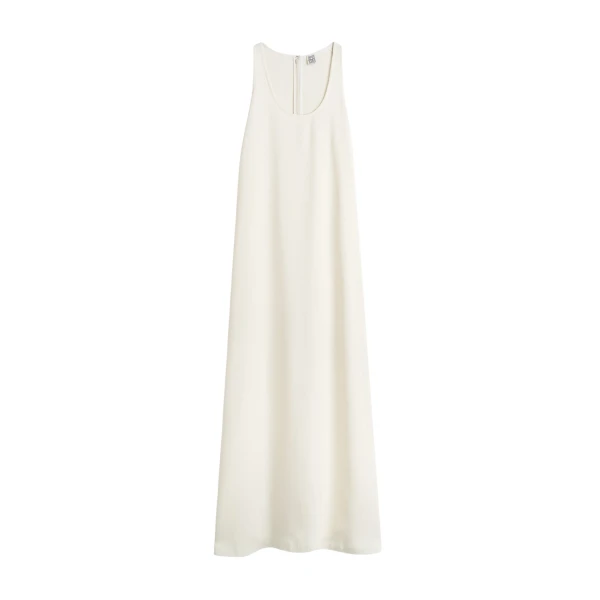 Totême Scoop-neck sablé dress in Macadamia - Dresses - Scandinavian Minimalist Luxury at Luxury Shoes 