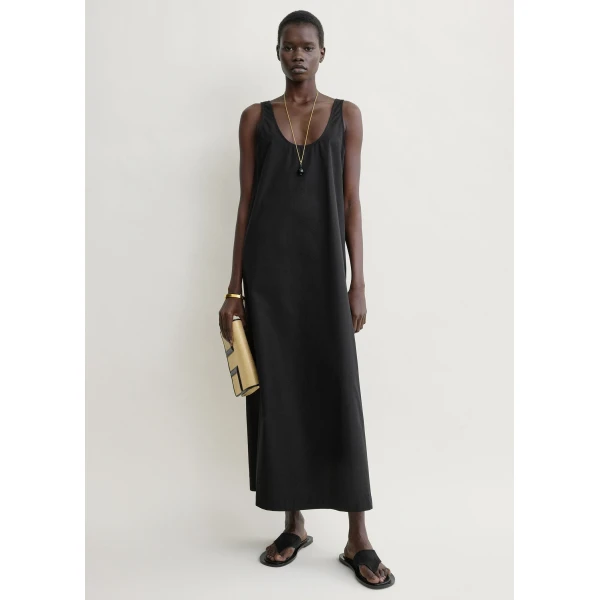 Totême Scoop poplin dress in Black - Dresses - Scandinavian Minimalist Luxury at Luxury Shoes 