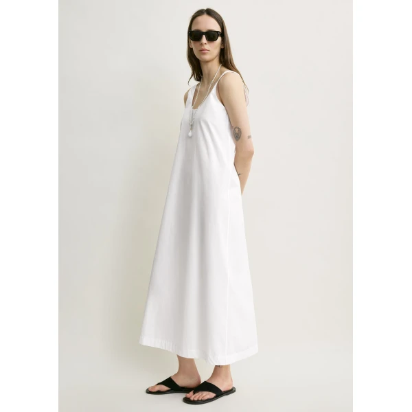 Totême Scoop poplin dress in White - Dresses - Scandinavian Minimalist Luxury at Luxury Shoes 