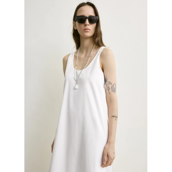 Totême Scoop poplin dress in White - Dresses - Scandinavian Minimalist Luxury at Luxury Shoes 