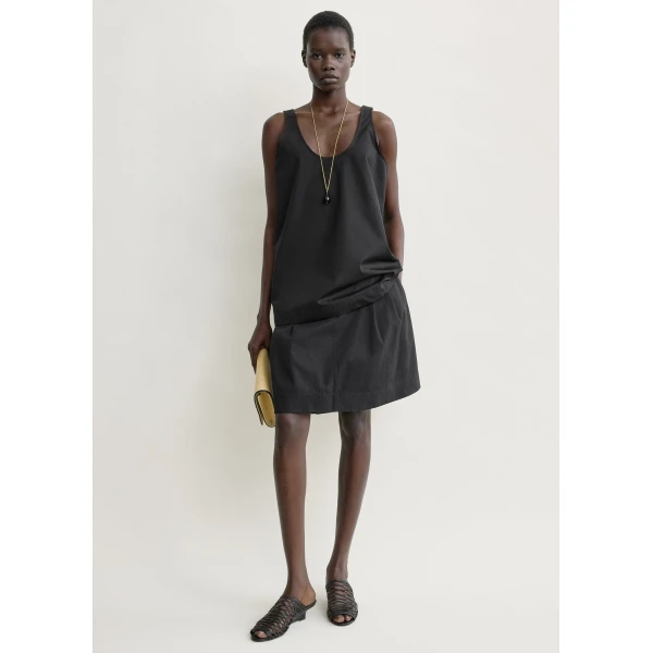 Totême Scoop poplin tank in Black - Tops - Scandinavian Minimalist Luxury at Luxury Shoes 