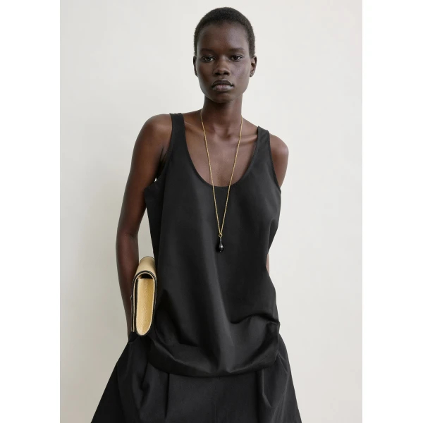 Totême Scoop poplin tank in Black - Tops - Scandinavian Minimalist Luxury at Luxury Shoes 
