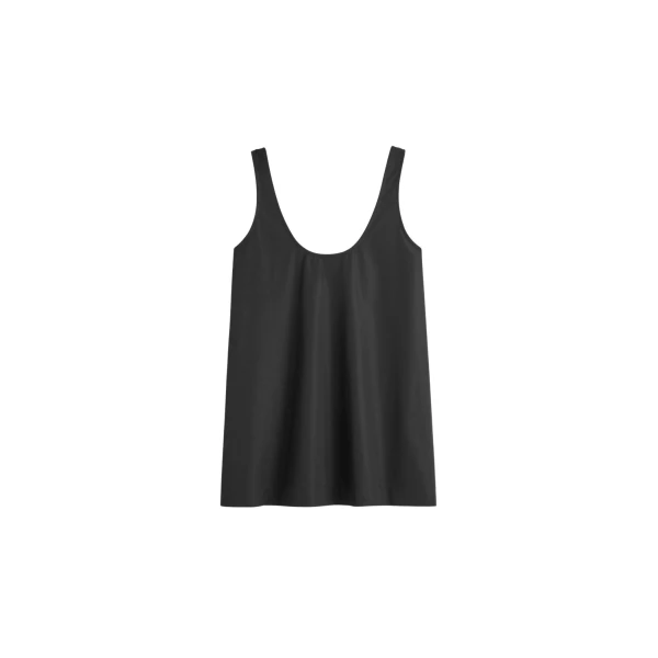 Totême Scoop poplin tank in Black - Tops - Scandinavian Minimalist Luxury at Luxury Shoes 