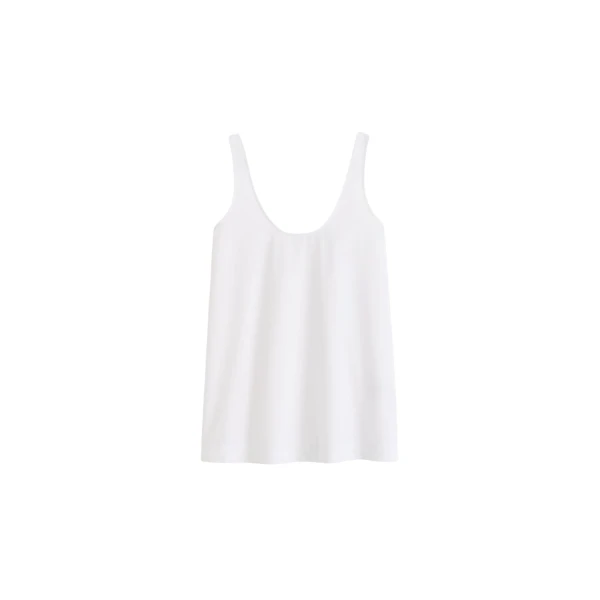 Totême Scoop poplin tank in White - Tops - Scandinavian Minimalist Luxury at Luxury Shoes 